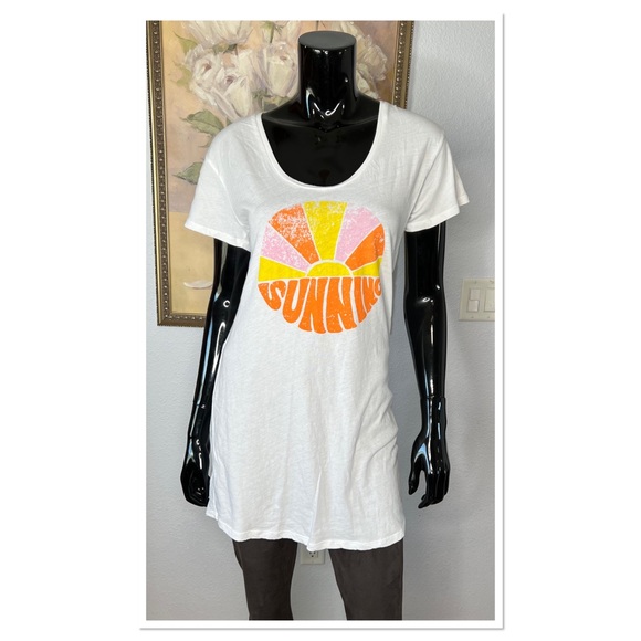 WILDFOX WHITE SCOOP NECK SWIM COVER HIGH LOW SIZE M - Picture 1 of 7